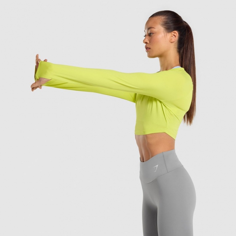 Camiseta Gymshark Entrenamiento Long Sleeve Amarillo | 54DPMLVUY