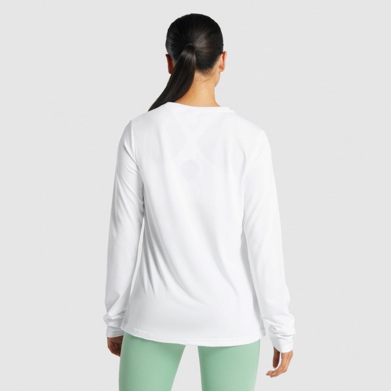 Camiseta Gymshark Entrenamiento Long Sleeve Blancas | 60DIHMCZT