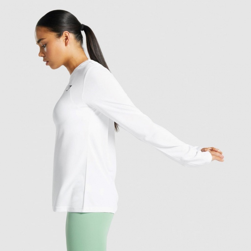 Camiseta Gymshark Entrenamiento Long Sleeve Blancas | 60DIHMCZT