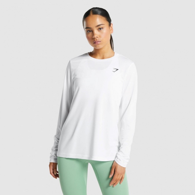 Camiseta Gymshark Entrenamiento Long Sleeve Blancas | 60DIHMCZT
