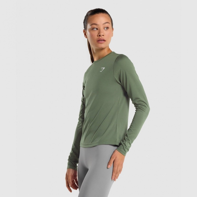 Camiseta Gymshark Entrenamiento Long Sleeve Verde | 52NYCBPQH