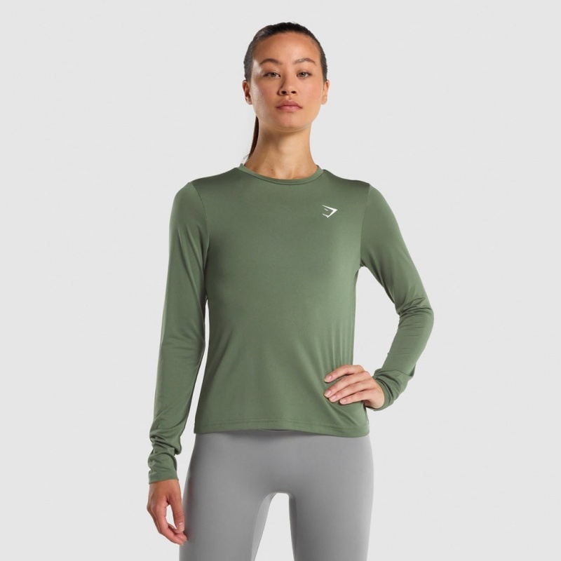 Camiseta Gymshark Entrenamiento Long Sleeve Verde | 52NYCBPQH