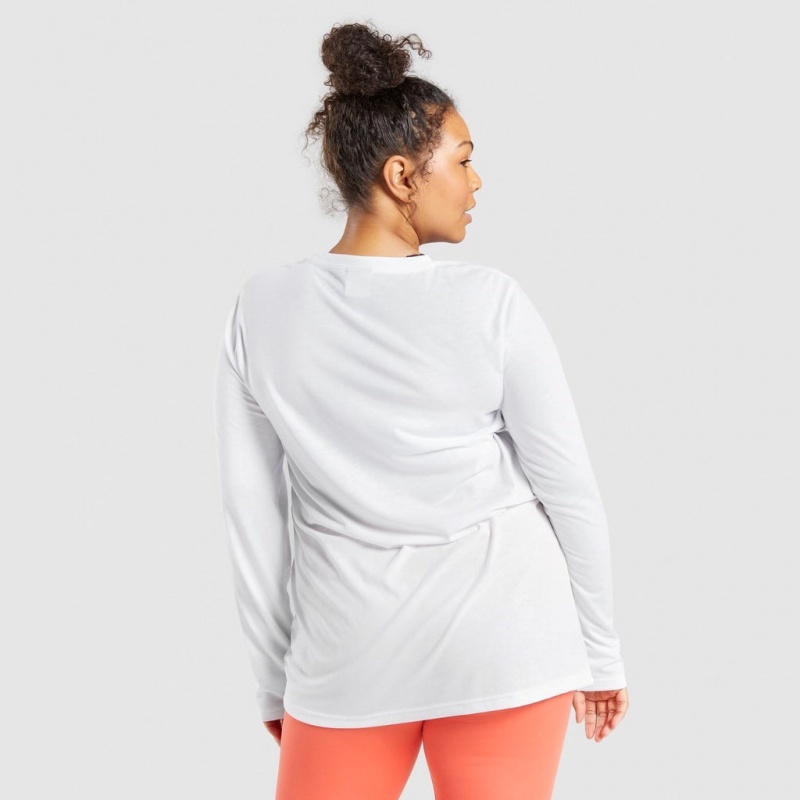 Camiseta Gymshark Entrenamiento Oversized Long Sleeve Tee Blancas | 14BQETHYG