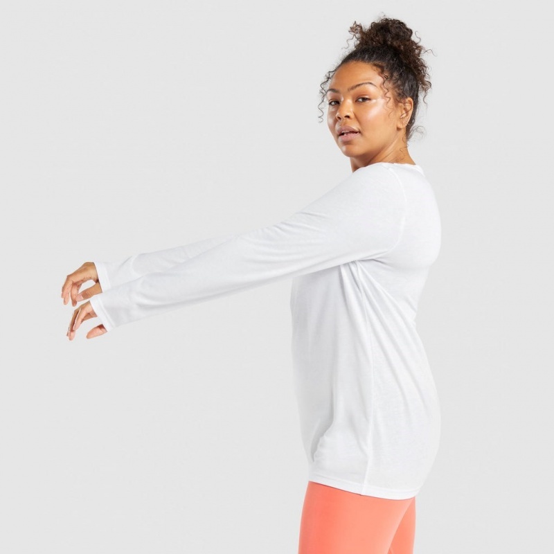 Camiseta Gymshark Entrenamiento Oversized Long Sleeve Tee Blancas | 14BQETHYG