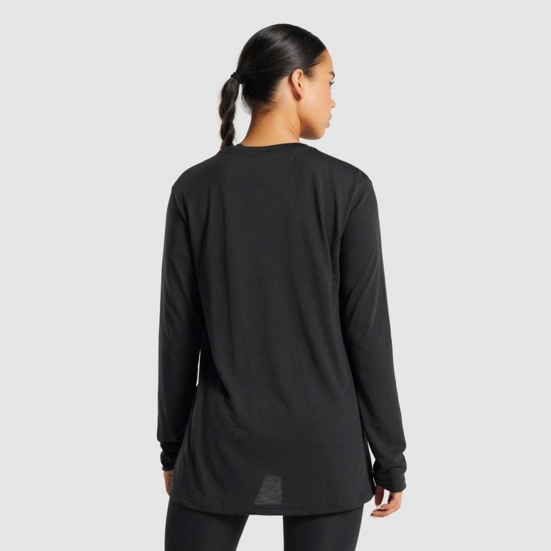 Camiseta Gymshark Entrenamiento Oversized Long Sleeve Negras | 97YGKSMAD