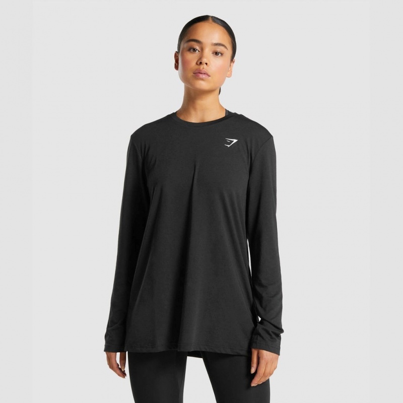 Camiseta Gymshark Entrenamiento Oversized Long Sleeve Negras | 97YGKSMAD
