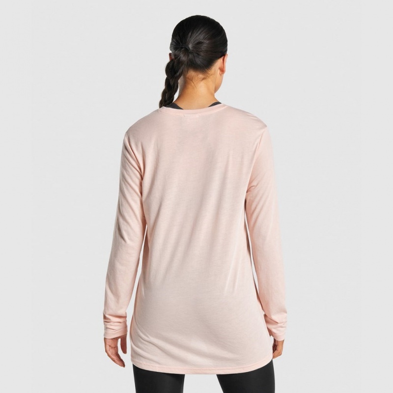 Camiseta Gymshark Entrenamiento Oversized Long Sleeve Rosas Claro | 09EWDTVAK