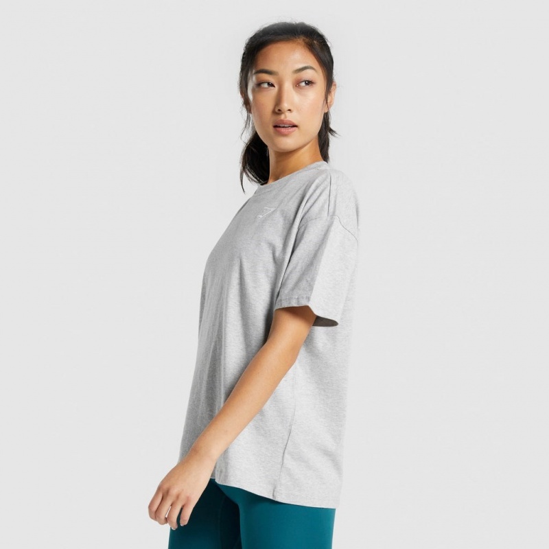 Camiseta Gymshark Entrenamiento Oversized Gris Claro | 39VLQKABS