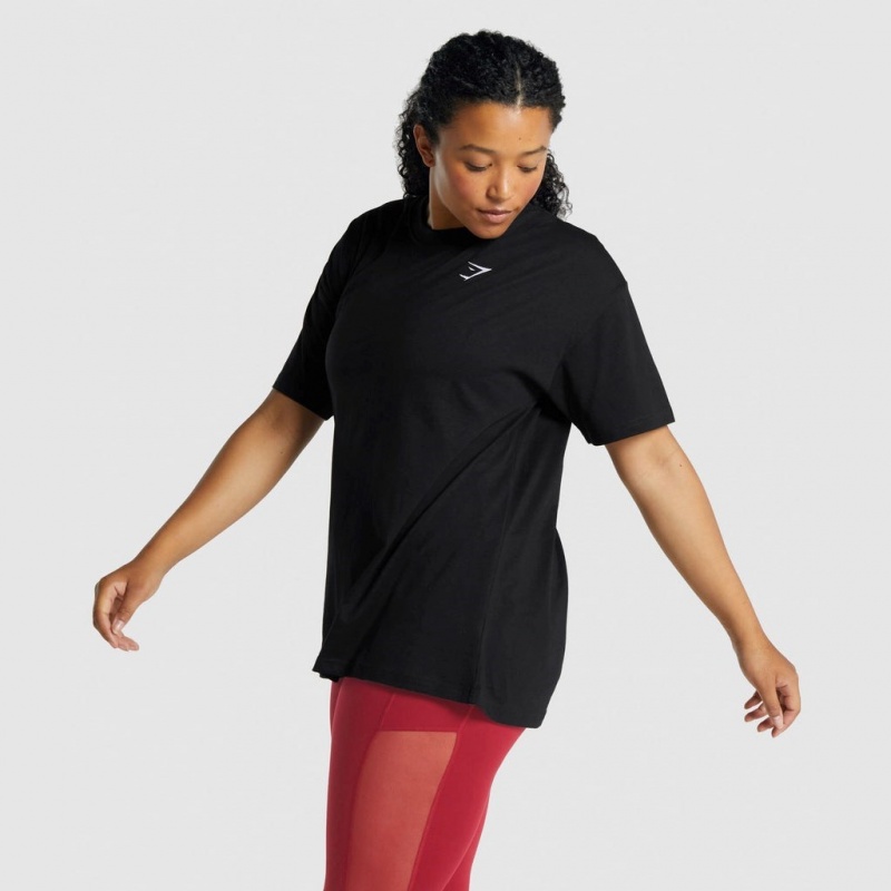Camiseta Gymshark Entrenamiento Oversized Negras | 07XWQBVSF