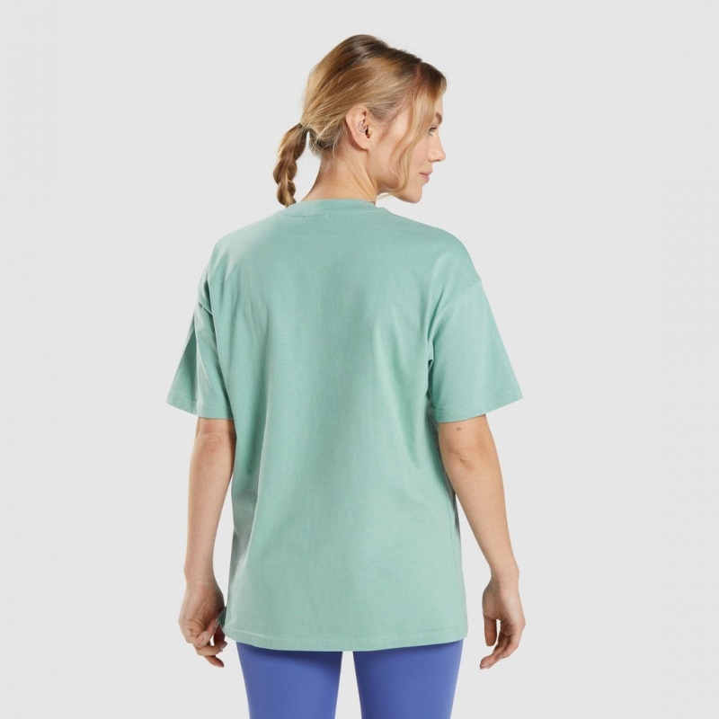 Camiseta Gymshark Entrenamiento Oversized Azules | 41SEJMXHO