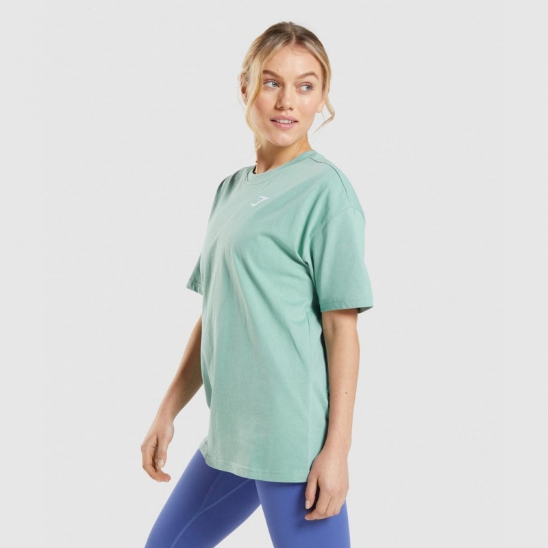 Camiseta Gymshark Entrenamiento Oversized Azules | 41SEJMXHO