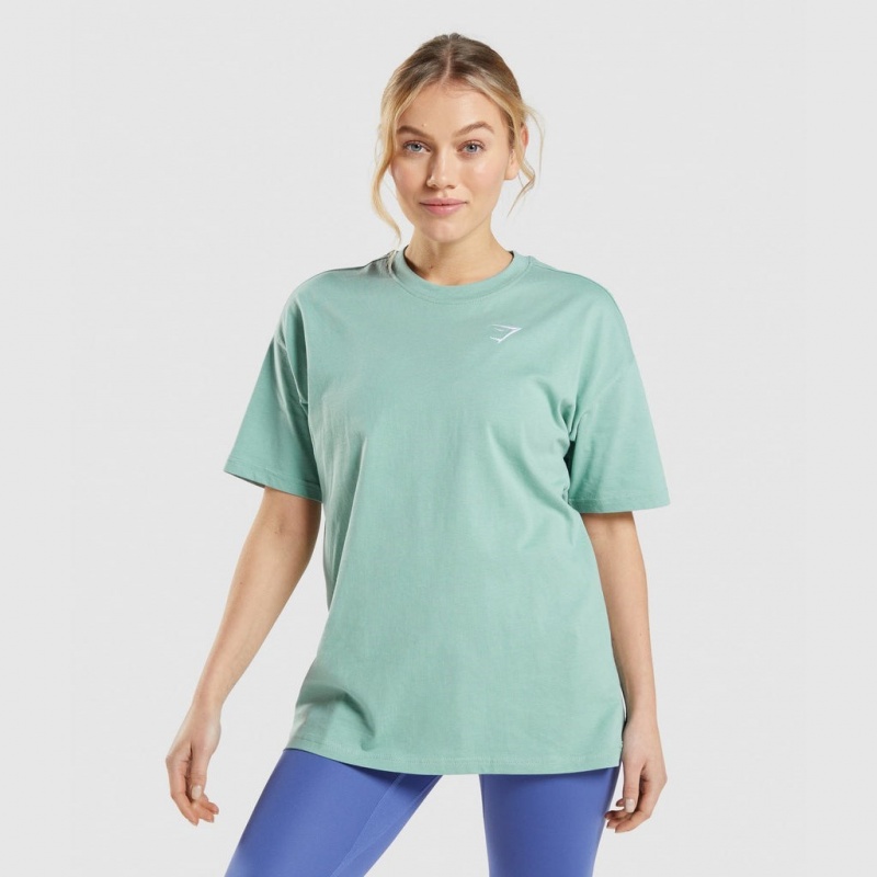 Camiseta Gymshark Entrenamiento Oversized Azules | 41SEJMXHO
