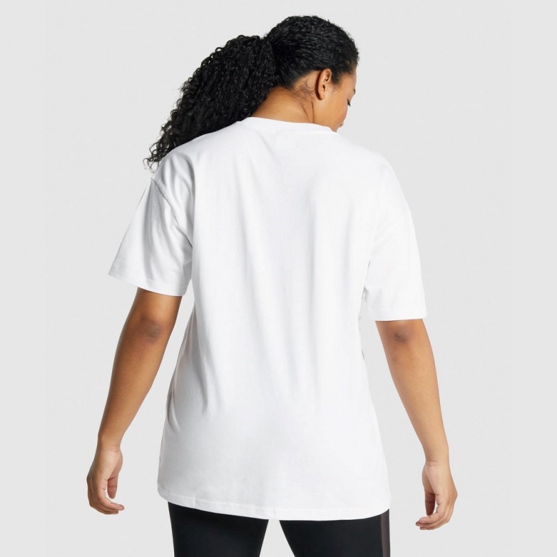 Camiseta Gymshark Entrenamiento Oversized Blancas | 12TYGCFLB