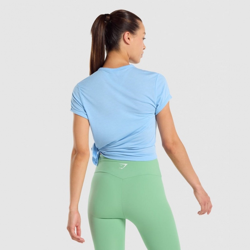 Camiseta Gymshark Essential Azules Claro | 92NPRGQWC