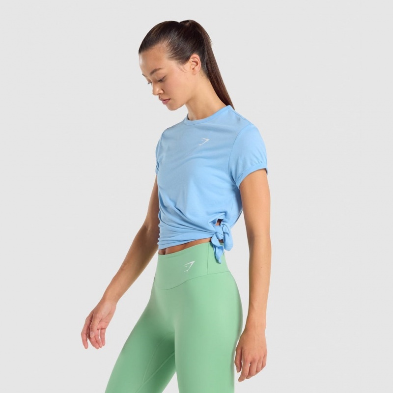 Camiseta Gymshark Essential Azules Claro | 92NPRGQWC