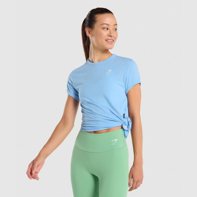 Camiseta Gymshark Essential Azules Claro | 92NPRGQWC