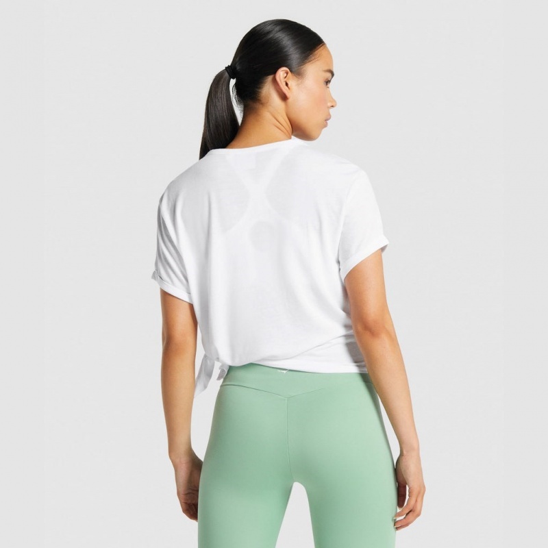 Camiseta Gymshark Essential Blancas | 48KNEFPWT