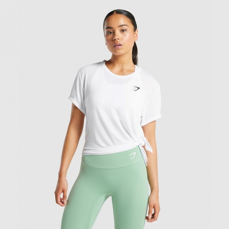 Camiseta Gymshark Essential Blancas | 48KNEFPWT