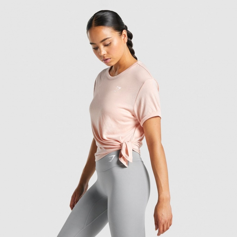 Camiseta Gymshark Essential Rosas Claro | 40ZJCKANQ