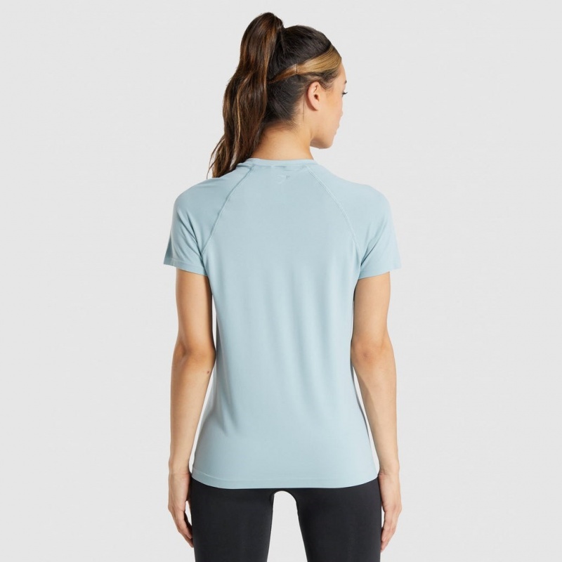 Camiseta Gymshark Fit Seamless Loose Azules | 64WMRVJSL