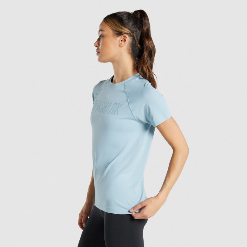 Camiseta Gymshark Fit Seamless Loose Azules | 64WMRVJSL