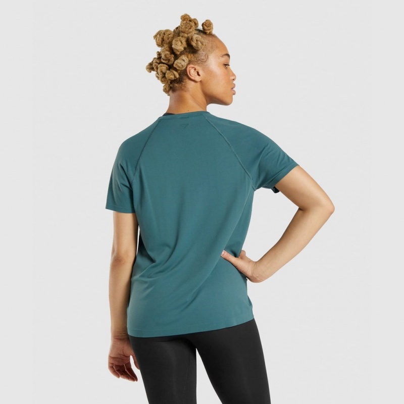 Camiseta Gymshark Fit Seamless Verde Oscuro | 36KSNLFVM