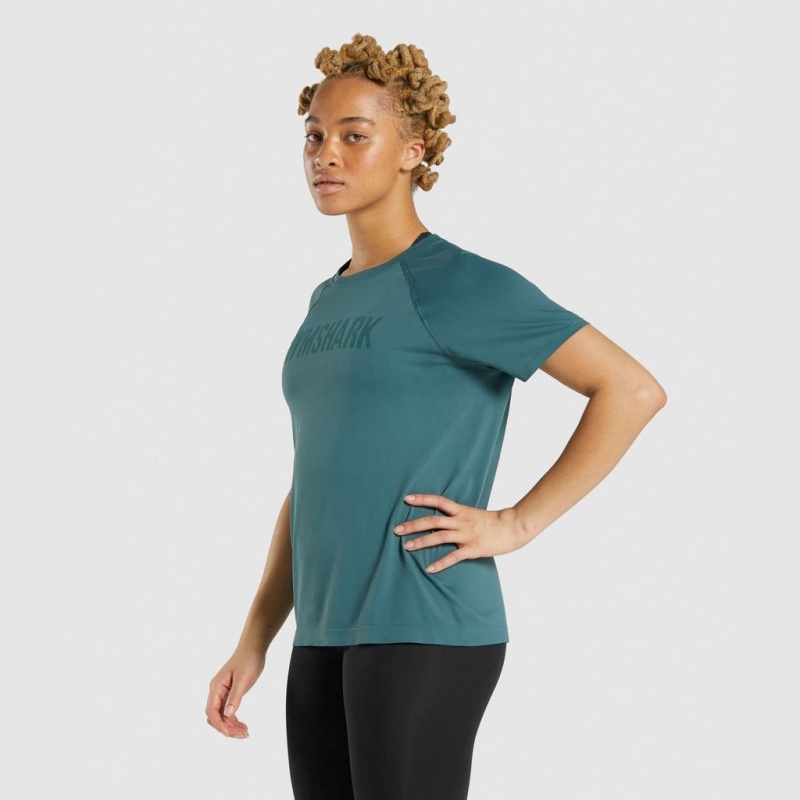 Camiseta Gymshark Fit Seamless Verde Oscuro | 36KSNLFVM
