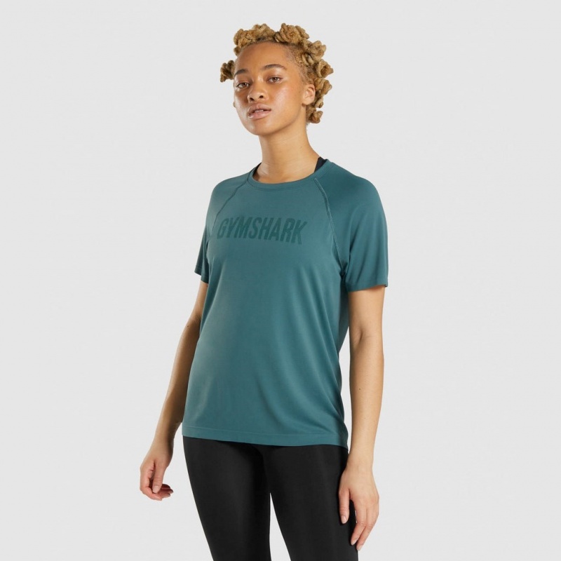 Camiseta Gymshark Fit Seamless Verde Oscuro | 36KSNLFVM