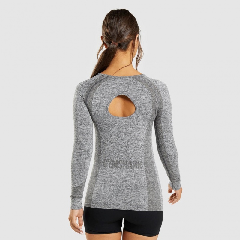 Camiseta Gymshark Flex Long Sleeve Charcoal Marl | 58HDPQVLT