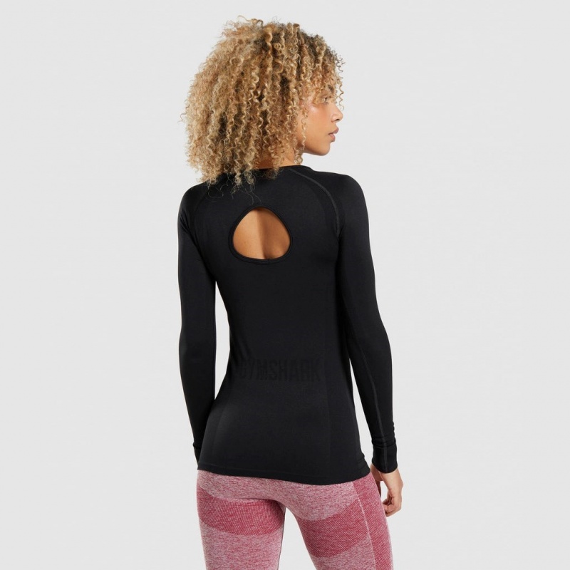 Camiseta Gymshark Flex Long Sleeve Negras | 68FEUBGOY