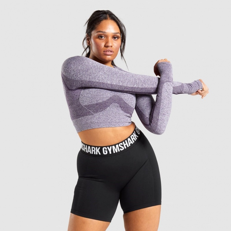 Camiseta Gymshark Flex Sports Long Sleeve Crop Moradas | 82IWNHLFB