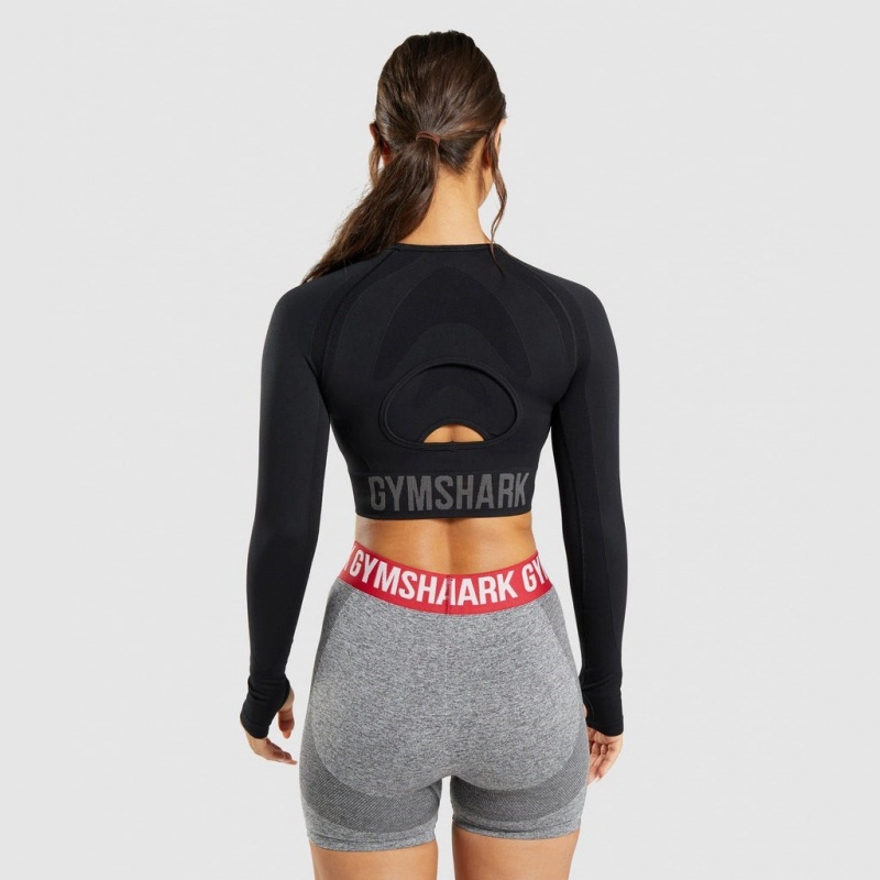 Camiseta Gymshark Flex Sports Long Sleeve Crop Negras | 25VZUNRXA