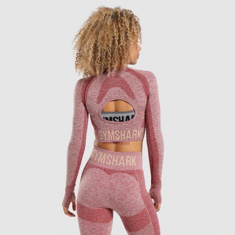 Camiseta Gymshark Flex Sports Long Sleeve Crop Burdeos | 26SDKIFHV