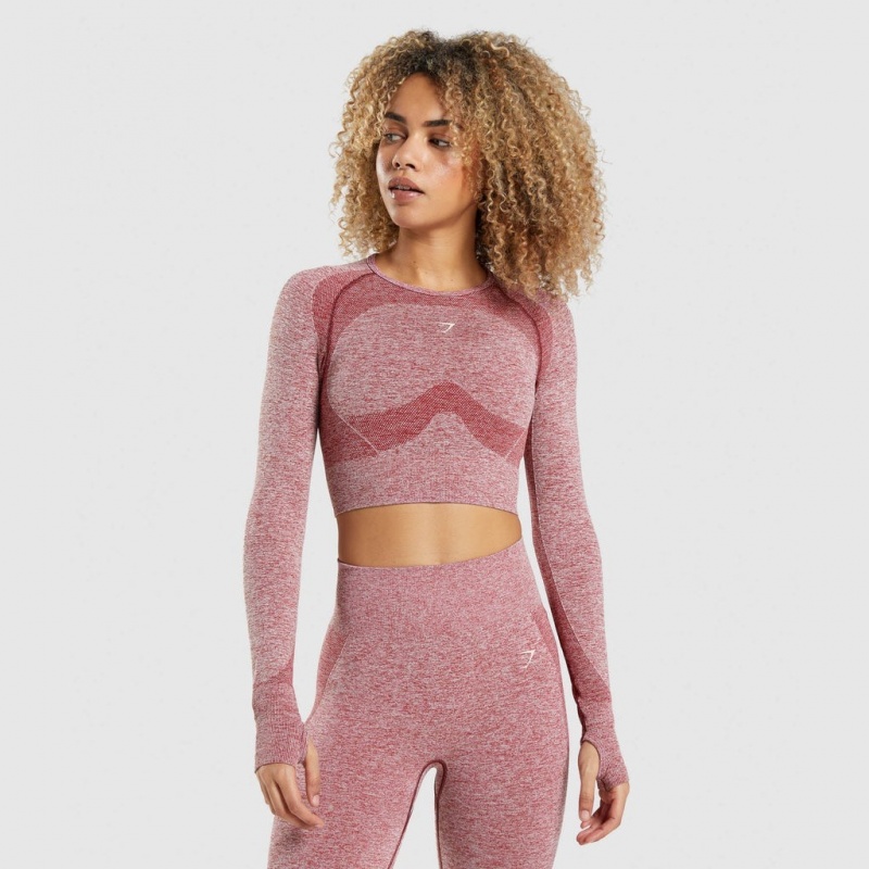 Camiseta Gymshark Flex Sports Long Sleeve Crop Burdeos | 26SDKIFHV