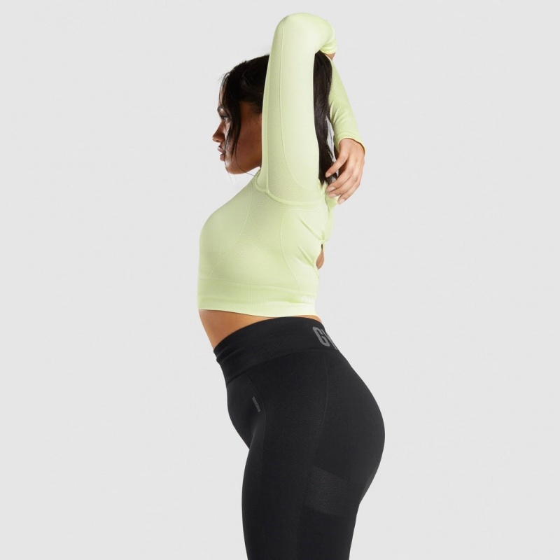 Camiseta Gymshark Flex Sports Long Sleeve Crop Verde Claro | 69NYEHCTO