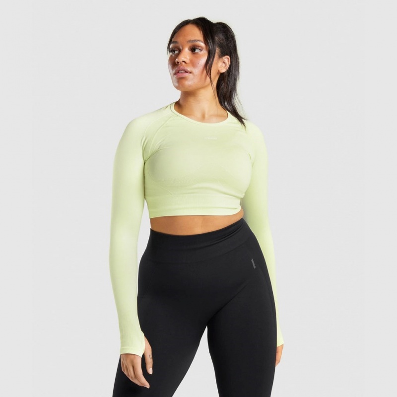 Camiseta Gymshark Flex Sports Long Sleeve Crop Verde Claro | 69NYEHCTO