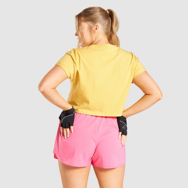 Camiseta Gymshark Fraction Crop Amarillo | 48IGFMHVS