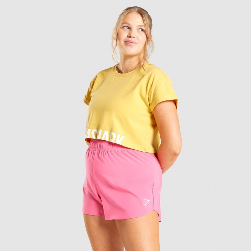 Camiseta Gymshark Fraction Crop Amarillo | 48IGFMHVS