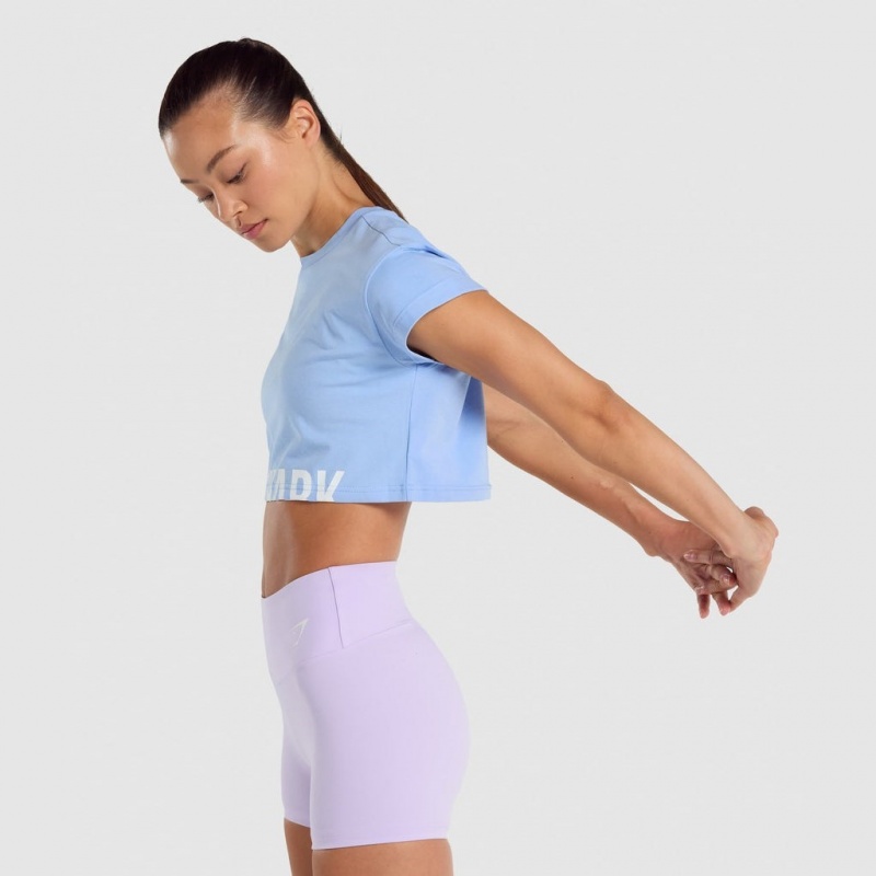 Camiseta Gymshark Fraction Crop Azules Claro | 49ZTFNOJM