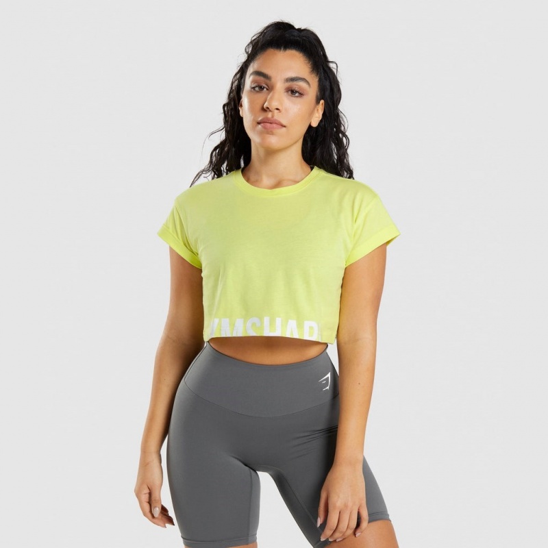 Camiseta Gymshark Fraction Crop Verde | 07EUNKAFL