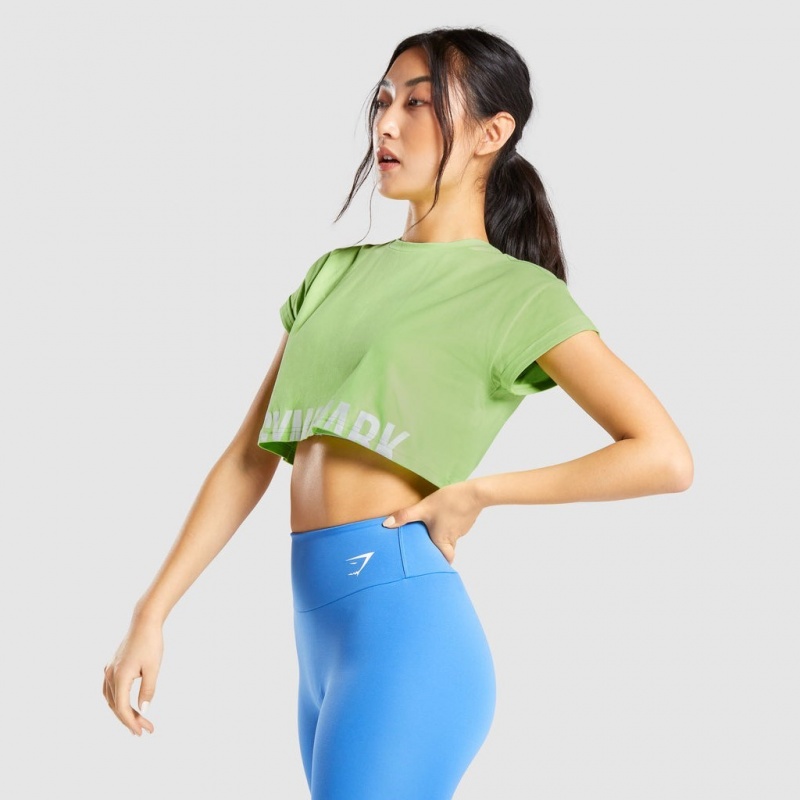 Camiseta Gymshark Fraction Crop Verde | 07VKFHXQI