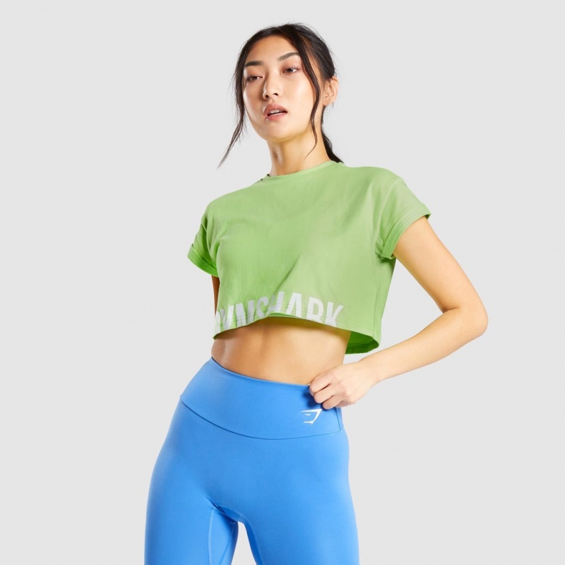 Camiseta Gymshark Fraction Crop Verde | 07VKFHXQI