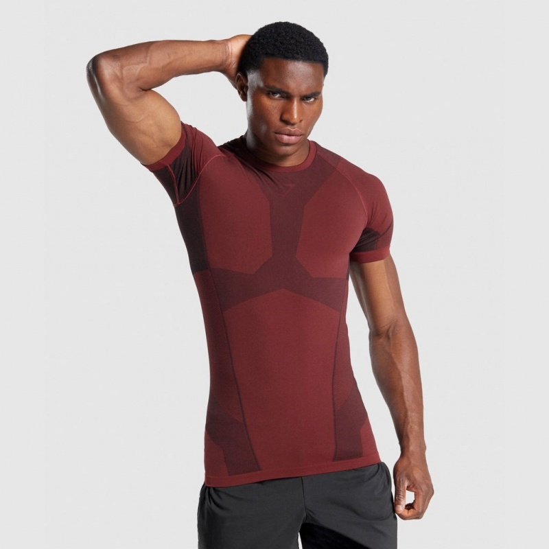 Camiseta Gymshark Free Force Seamless Burdeos | 68GLEWCQZ