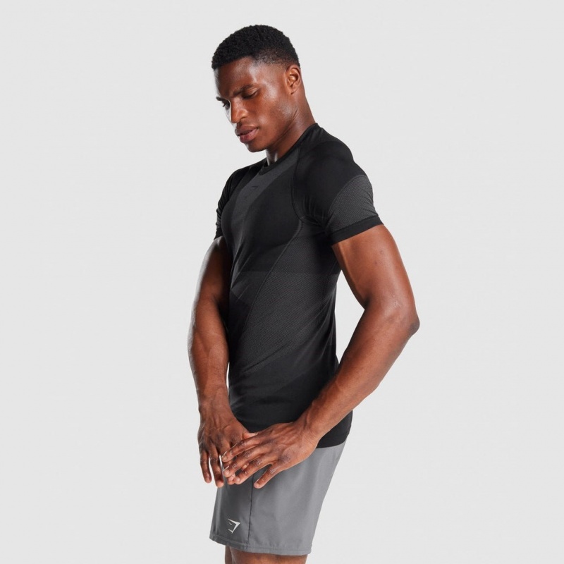 Camiseta Gymshark Free Force Seamless Negras | 85OKNXYEI