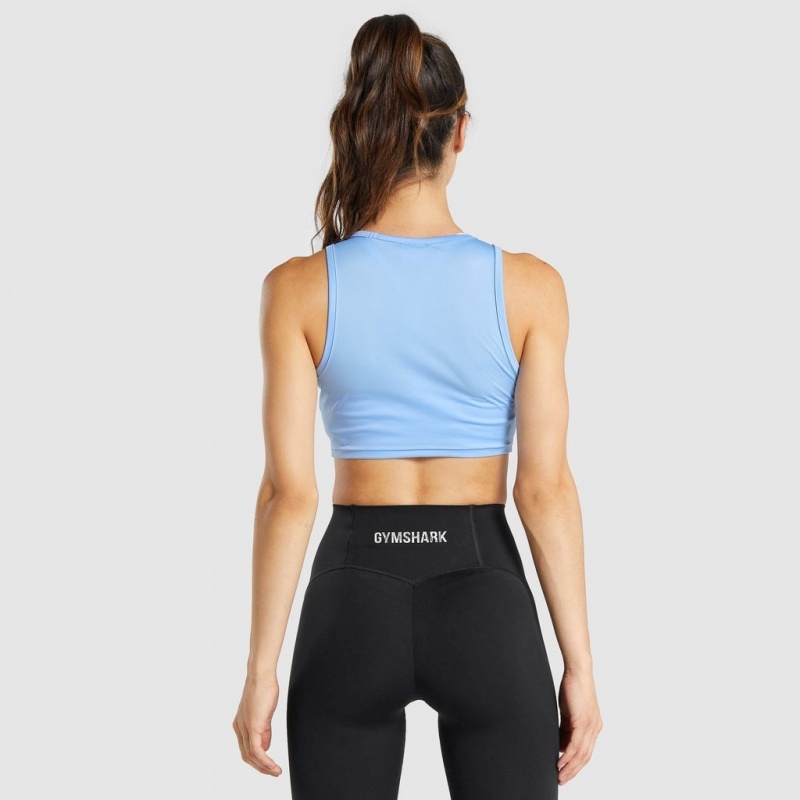 Camiseta Gymshark GS Power Crop Azules | 13ZWKQEVI