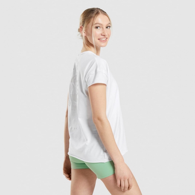 Camiseta Gymshark KK Fit Oversized Estampadas Blancas | 04ZWLMJVU