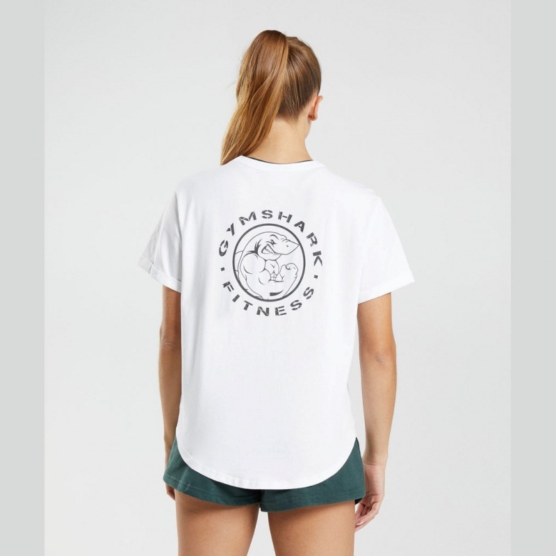 Camiseta Gymshark Legacy Estampadas Tee Blancas | 30XLVMYIR