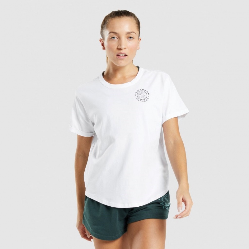 Camiseta Gymshark Legacy Estampadas Tee Blancas | 30XLVMYIR