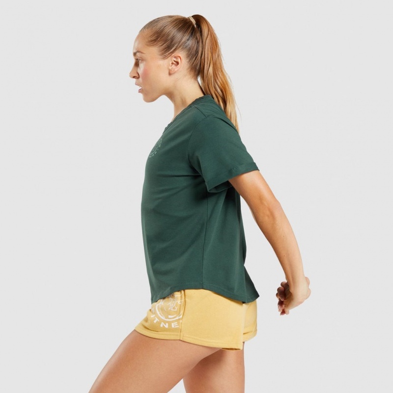 Camiseta Gymshark Legacy Estampadas Tee Verde Oscuro | 74RMJCXTY