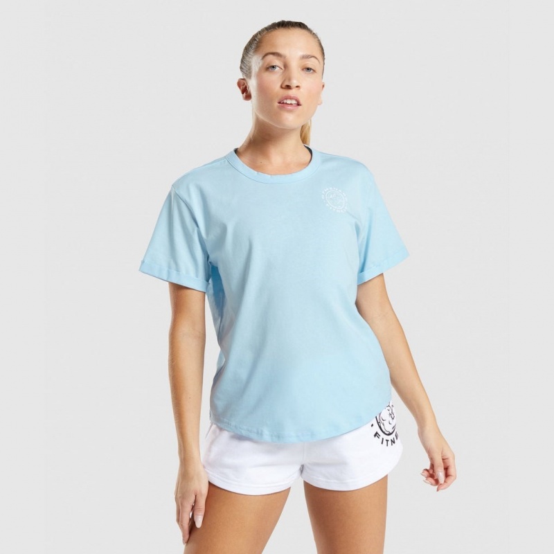 Camiseta Gymshark Legacy Estampadas Tee Azules | 45UKYFPWJ
